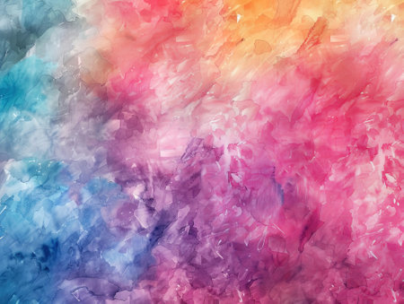 Abstract watercolor background with pink, blue and yellow splashes.の素材