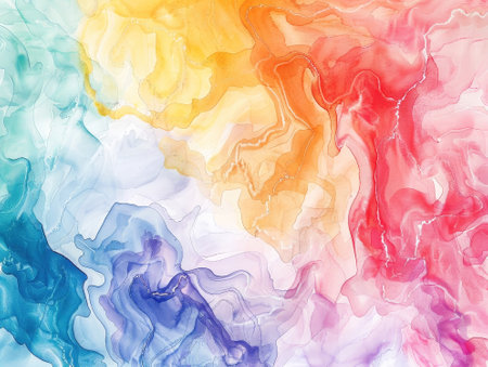 abstract watercolor background with blue, red, yellow and white colorsの素材