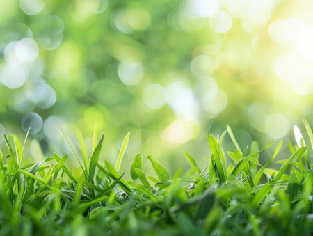 Green grass with bokeh background, close up. Nature concept.の素材