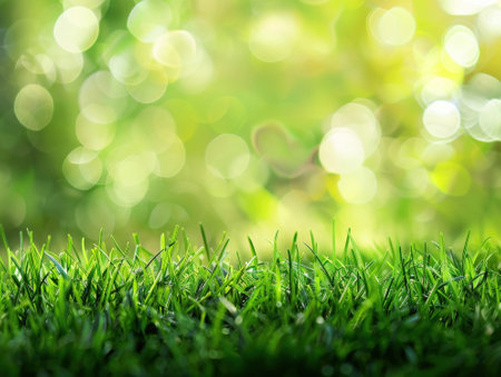 Green grass with bokeh background, green nature abstract background.の素材