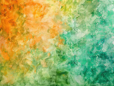 Watercolor abstract background. Green, yellow and blue colors. Hand-drawn illustration.の素材