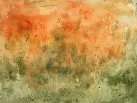 Abstract watercolor painted background. Orange, green and yellow colors.の素材