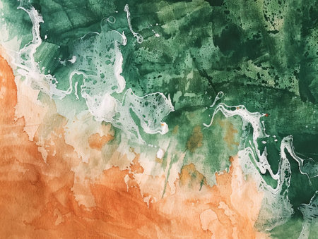 abstract background watercolours painting on canvas with yellow and green colorsの素材