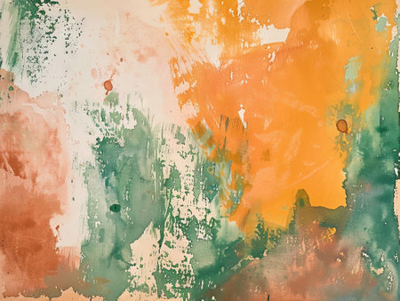 abstract background watercolours painting on canvas with spots and stainsの素材
