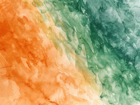 Abstract watercolor background. Green, blue and orange watercolor backgroundの素材