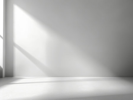White empty room with shadow on the wall. 3d rendering.の素材