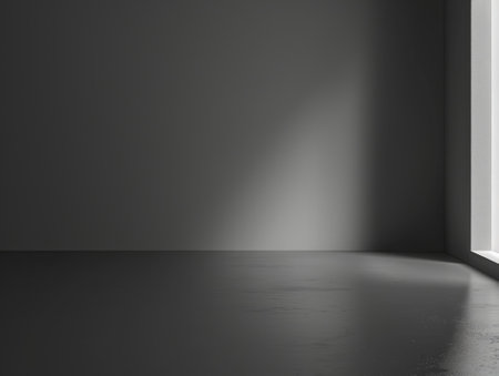 3d render of empty room with concrete floor and light from windowの素材