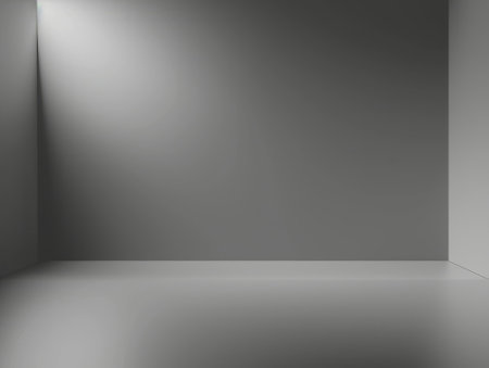 Empty room with spotlight on the wall. 3d render illustration.の素材