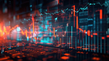 financial stock market graph on digital screen. Economy trends background for business idea and all art work design. Abstract finance background.の素材