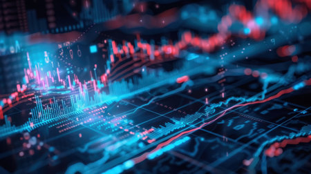 financial stock market graph on digital screen. Business and finance concept. 3d illustrationの素材