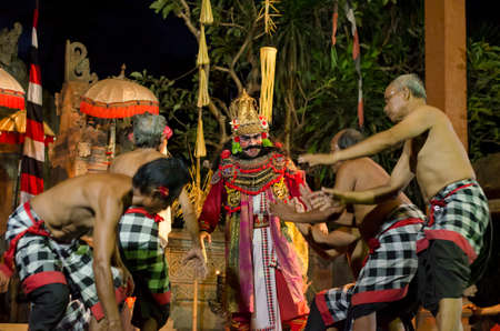 Kecak and Barong Fire Dance Show near Batubulan, Sukawati, Gianyar, Bali, Indonesiaのeditorial素材