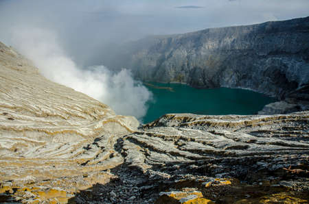 Ijen Crater, Banyuwangi, East Java, Indonesiaの写真素材
