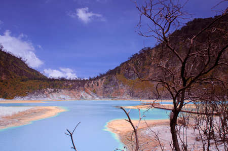 lake in mountain - Kawah Putih, Ciwidey, Bandung, West Java, Indonesiaの写真素材