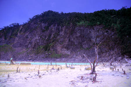 lake in mountain - Kawah Putih, Ciwidey, Bandung, West Java, Indonesiaの写真素材
