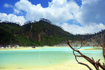 lake in mountain - Kawah Putih, Ciwidey, Bandung, West Java, Indonesiaの写真素材
