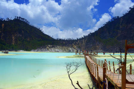 lake in mountain - Kawah Putih, Ciwidey, Bandung, West Java, Indonesiaの写真素材