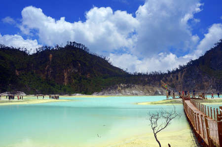 lake in mountain - Kawah Putih, Ciwidey, Bandung, West Java, Indonesiaの写真素材