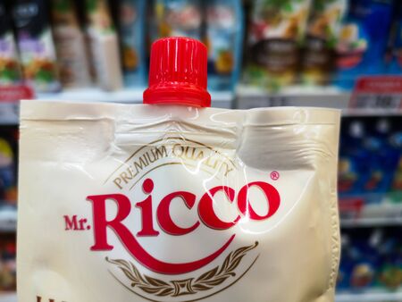 Mayonnaise Mr. Ricco for sale at Ashan Shopping Center on December 25, 2019 in Russia, Kazan, Hussein Yamasheva Avenue 46.のeditorial素材