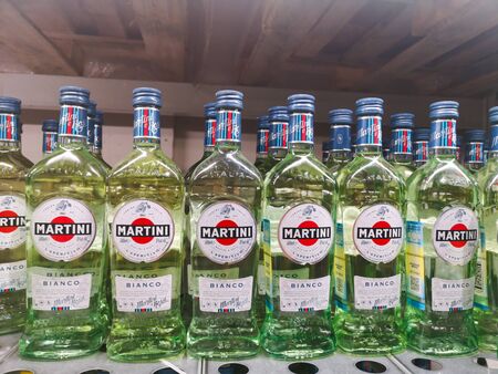 Vermouth Martini Biancocorol vermutov, since its creation in 1910 has been awarded many awards in the hypermarket Metro AG on January 20, 2020 in Krasnoyarsk, Kazan, Tikhoretskaya Street 4.のeditorial素材