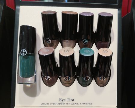 Liquid shadows for the eyelids Giorgio Armani Eye Tint in the perfume and cosmetics store on February 10, 2020 in Russia, Tatarstan, Kazan, Pushkin Street 2.のeditorial素材
