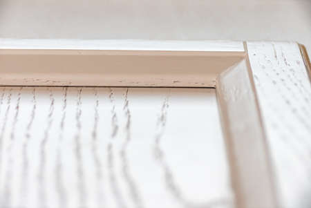 the inner corner of the kitchen textured facade of the Scandinavian style in white. Furniture...
