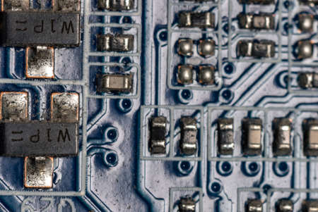 various microcircuits installed on the motherboard of a personal computer.の写真素材