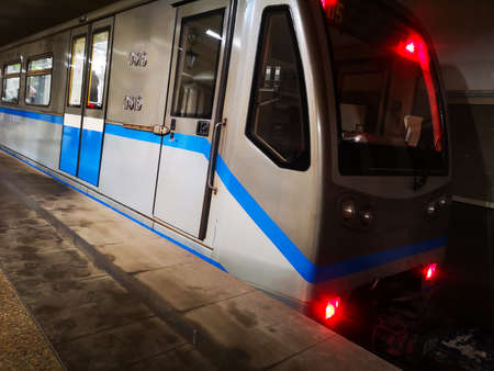 departure of the metro train from the metro station.
