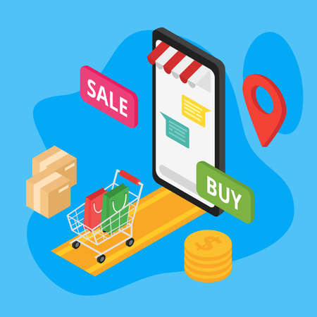 E-Commerce Isometric Illustrationのイラスト素材