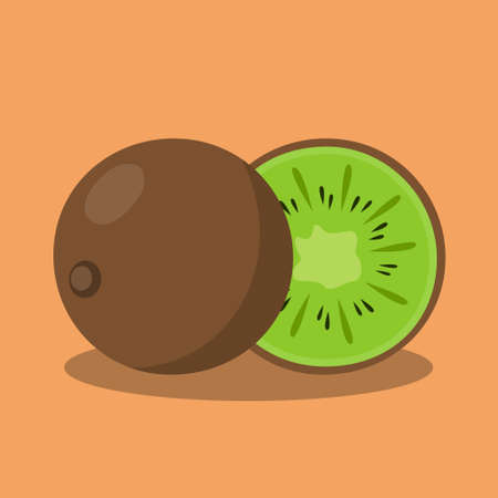 Kiwi Fruit Sliced Vector Illustrationのイラスト素材