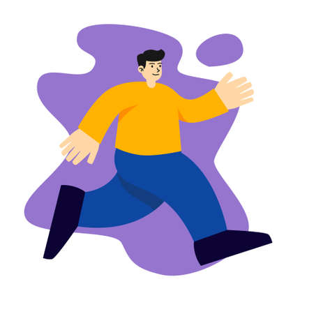 Man walking running flat design illustrationのイラスト素材