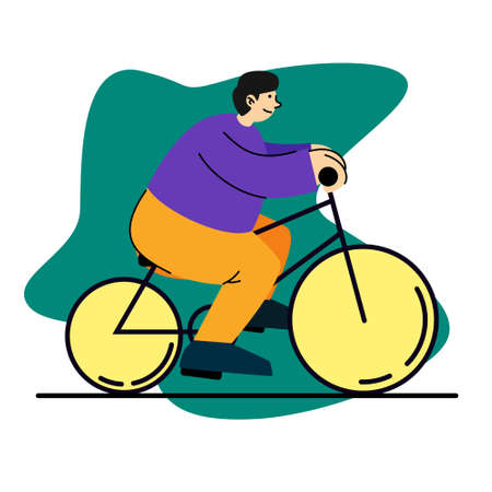 Man riding bicycle bike flat design style vector illustrationのイラスト素材