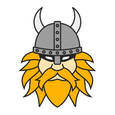 Viking head with helmet vector illustrationのイラスト素材