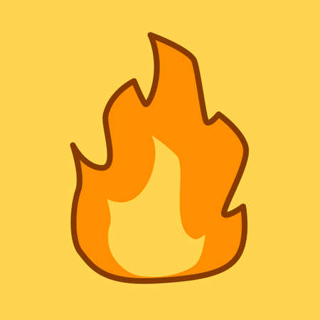Fire cartoon style vector orange color hot simpleのイラスト素材
