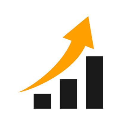 financial growth rise flat vector image on white background, arrow upのイラスト素材