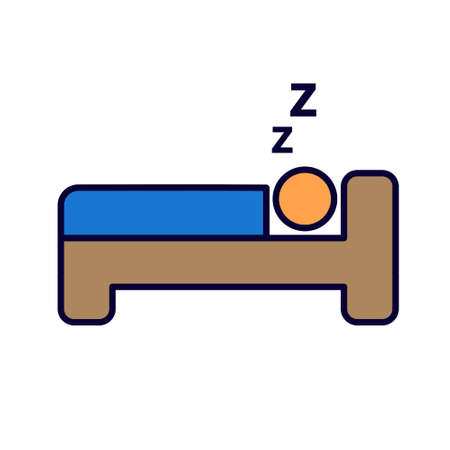 sleeping icon, person sleeping on bed icon signのイラスト素材