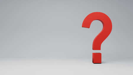 3D rendered red question mark on white background, 3d illustrationの写真素材