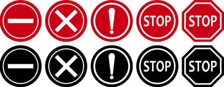 Collection of Stop and Prohibition Traffic Signsのイラスト素材