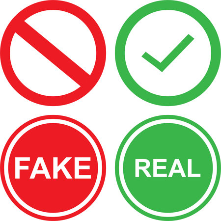 Fake and Real Verification Icons Setのイラスト素材
