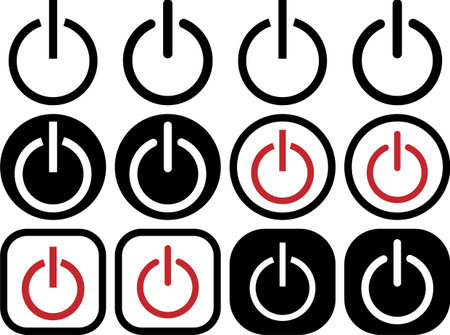 Set of Power Button and On Off Iconsのイラスト素材