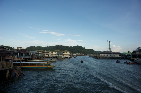 A daily look of Kampung Ayer or water village in the city of Bandar Seri Begawan, Brunei Darussalamのeditorial素材