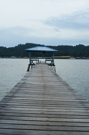 Pier or jetty view at a Kampung Ayer in Bruneiの写真素材