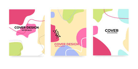 Fluid Abstract templates, cards, color cover set, and creative template sets. Geometric design, fluid, shapes.cover background. Vectorのイラスト素材