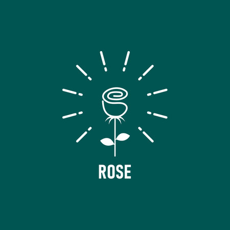 simple and modern rose  icon white outline on green backgroundのイラスト素材