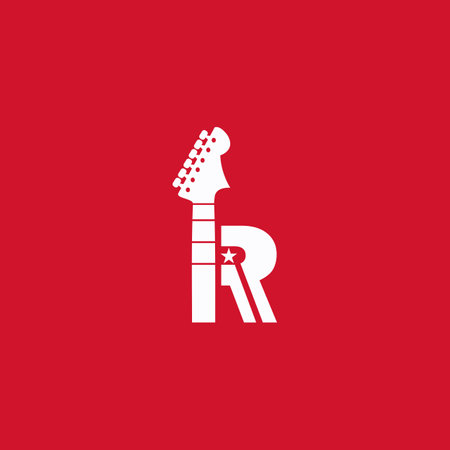 combination guitar logo with letter Rのイラスト素材