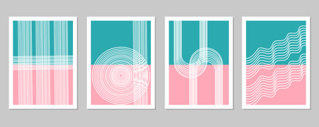 Set of creative minimal covers design. Minimal geometric shapes composition.