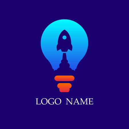 Rocket launch into a light bulb. Vector illustration. Design element.のイラスト素材