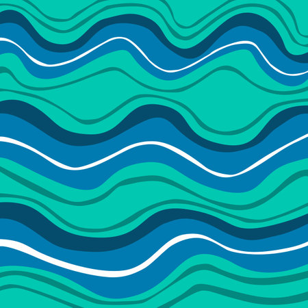 Seamless pattern with wavy lines. Blue waves background.のイラスト素材