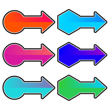 Set of colorful arrows isolated on a white background. Vector illustration.のイラスト素材