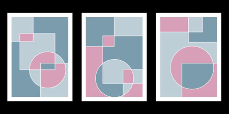 Set of abstract geometric background in pastel colors. Vector illustration.
