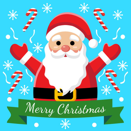 Merry Christmas and Happy New Year greeting card with Santa Claus. Vector illustrationのイラスト素材